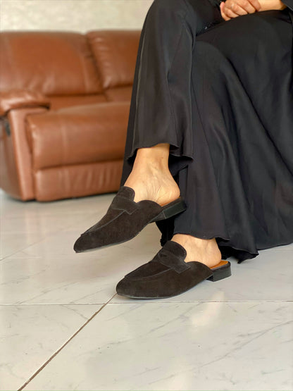 Camilla : Mules femme Daim cuir