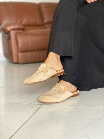 Camilla : Mules femme Daim cuir