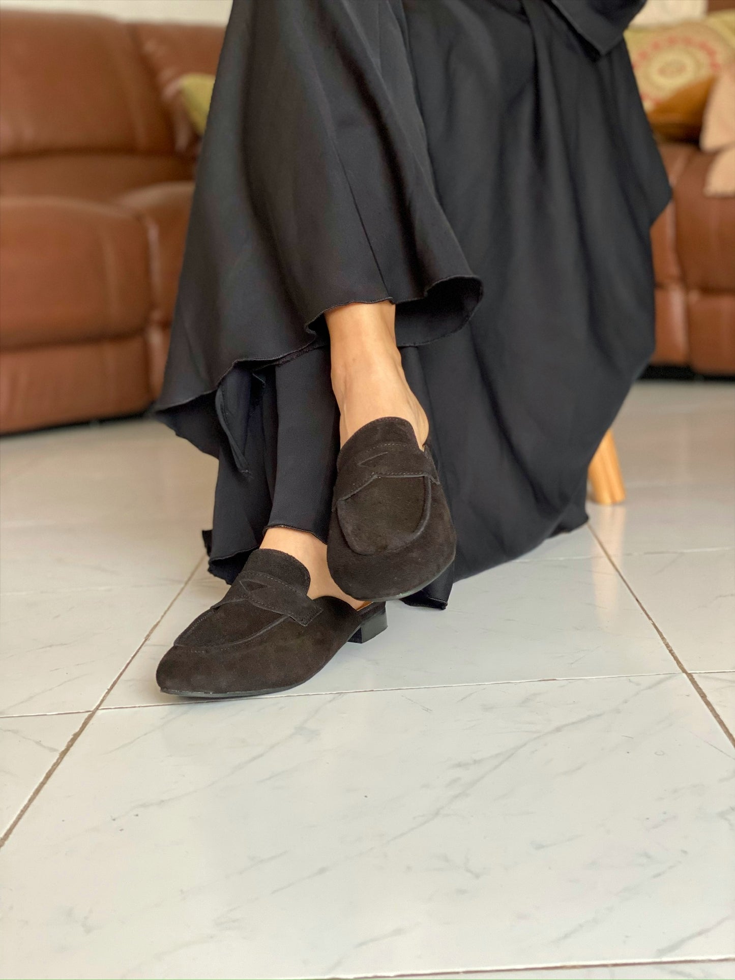 Camilla : Mules femme Daim cuir