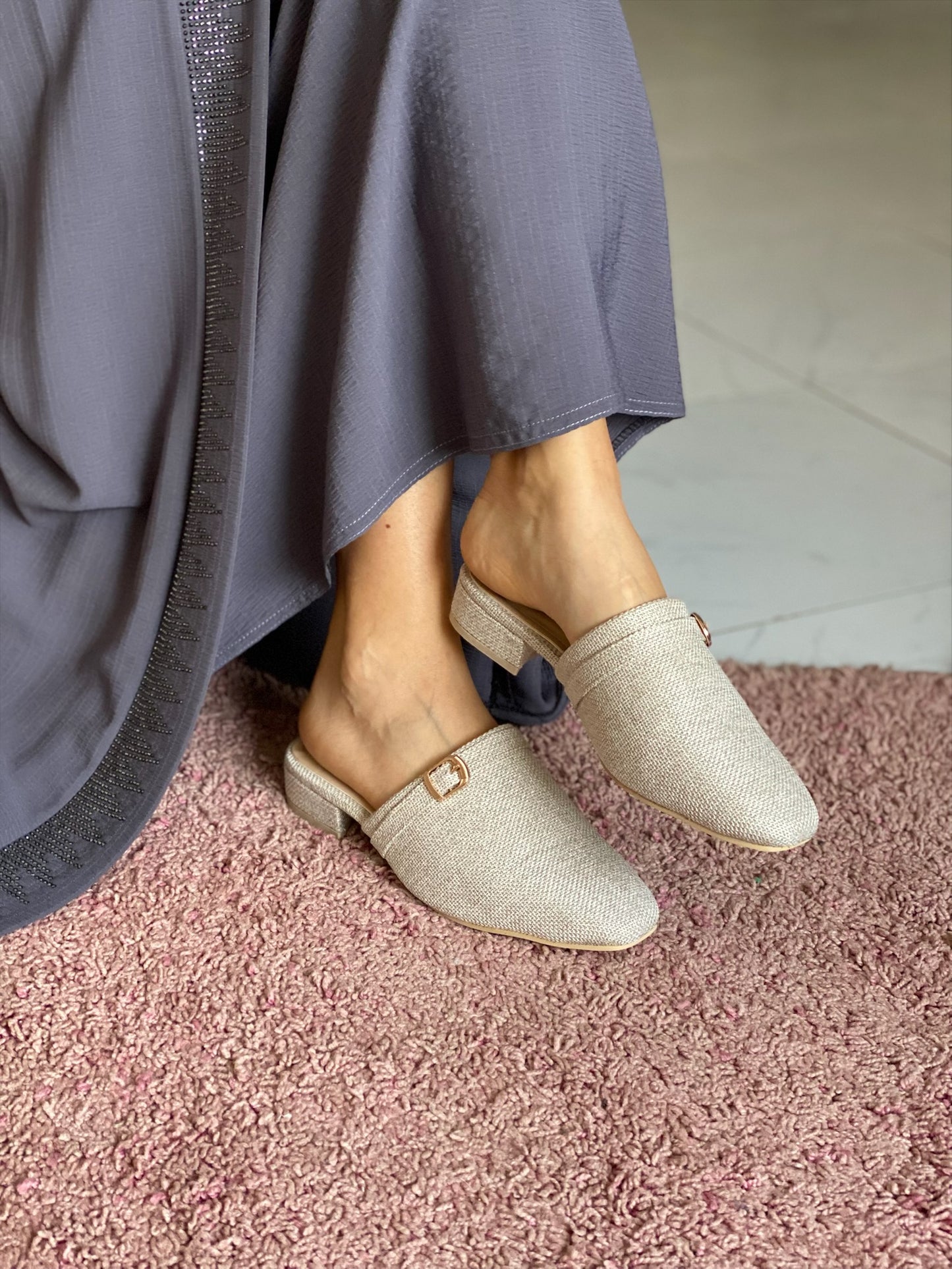 Camilla : Mules femme tissu