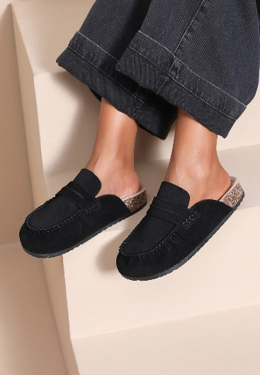 Pantoufles style mocassin à semelle en liège